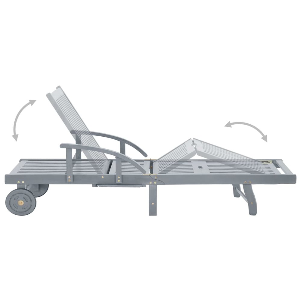 Sunlounger Gray Solid Acacia wood with gray wash finish Large. Picture 8