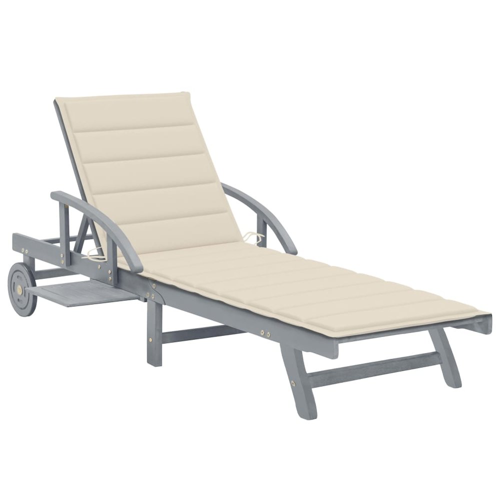 Sunlounger Grey Acacia wood, Polyester Single. Picture 1