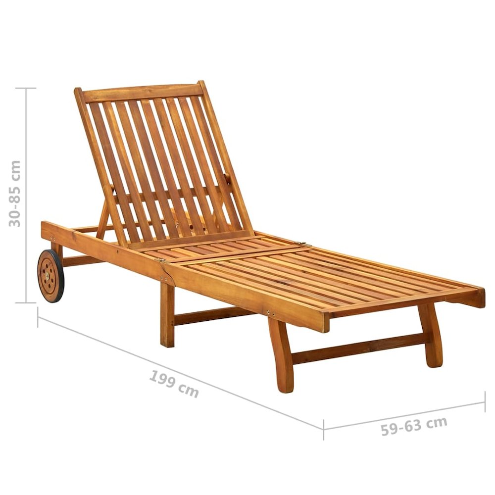 Sunlounger Natural wood, Anthracite Solid Acacia Wood, 100% Polyester. Picture 11