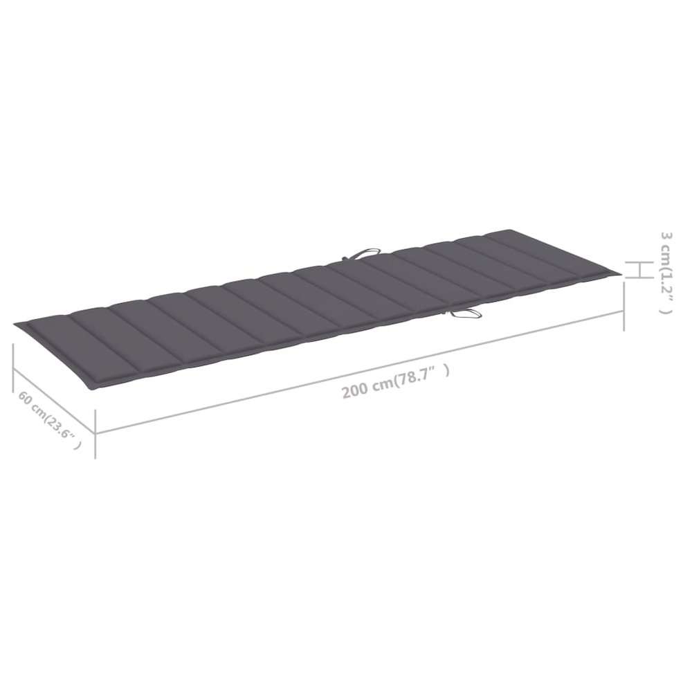 Sunlounger Natural wood, Anthracite Solid Acacia Wood, 100% Polyester. Picture 12