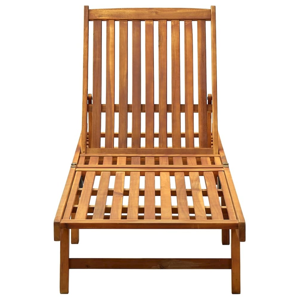 Sunlounger Natural wood, Anthracite Solid Acacia Wood, 100% Polyester. Picture 3