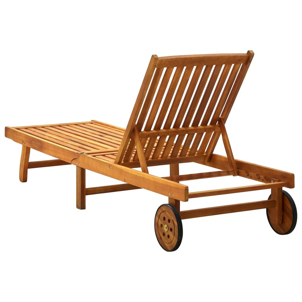 Sunlounger Natural wood, Anthracite Solid Acacia Wood, 100% Polyester. Picture 4