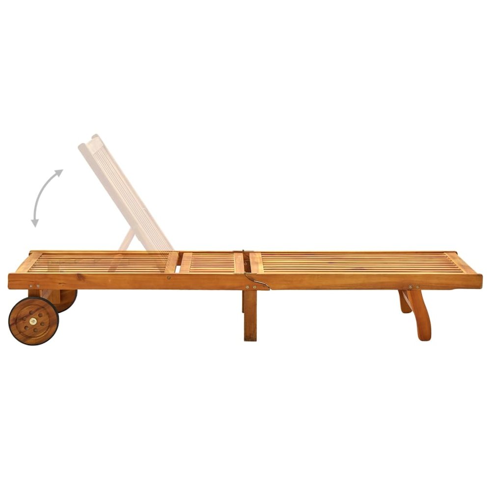 Sunlounger Natural wood, Anthracite Solid Acacia Wood, 100% Polyester. Picture 6