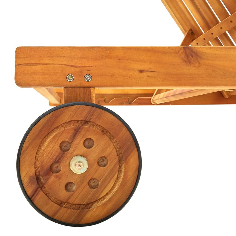 Sunlounger Natural wood, Anthracite Solid Acacia Wood, 100% Polyester. Picture 7
