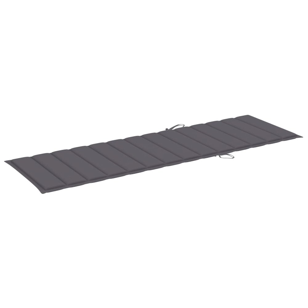 Sunlounger Natural wood, Anthracite Solid Acacia Wood, 100% Polyester. Picture 9