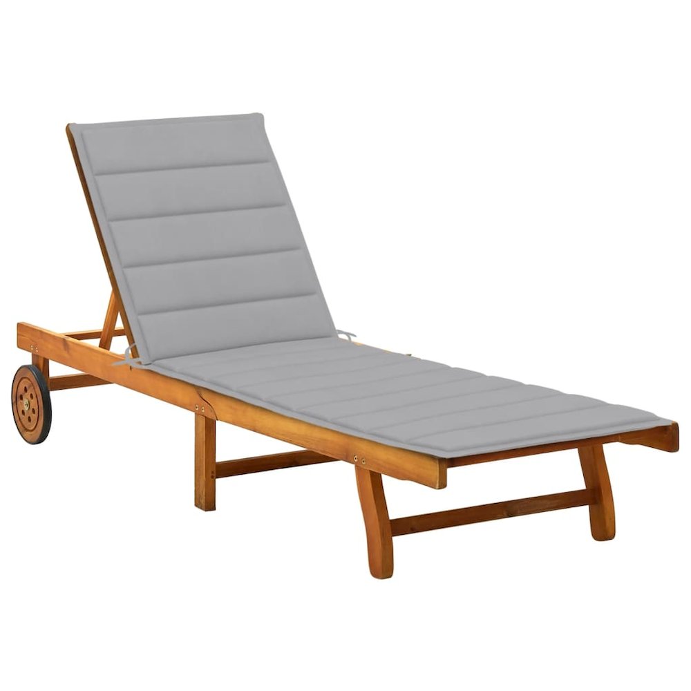 Sunlounger Wooden Solid Acacia Wood Adjustable Footrests. Picture 1