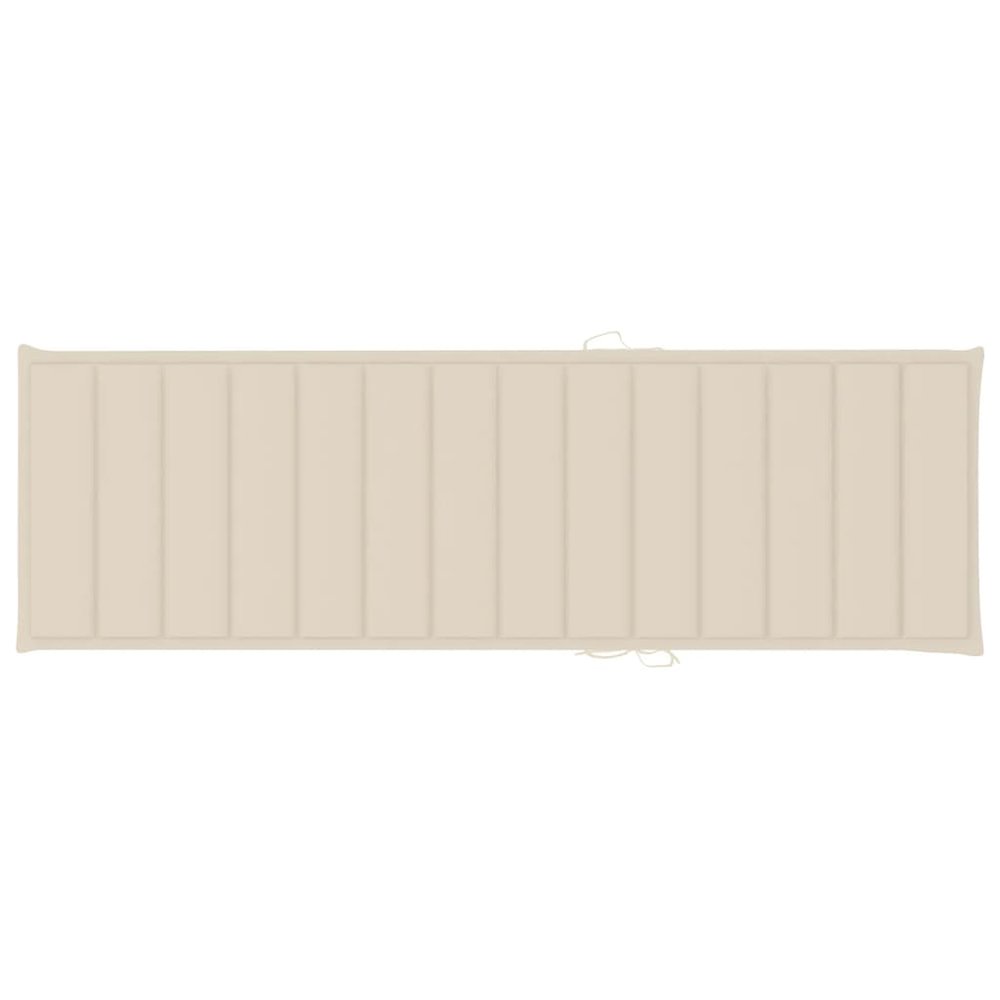 Sunlounger Brown with cream cushion Solid Acacia wood Standard. Picture 9