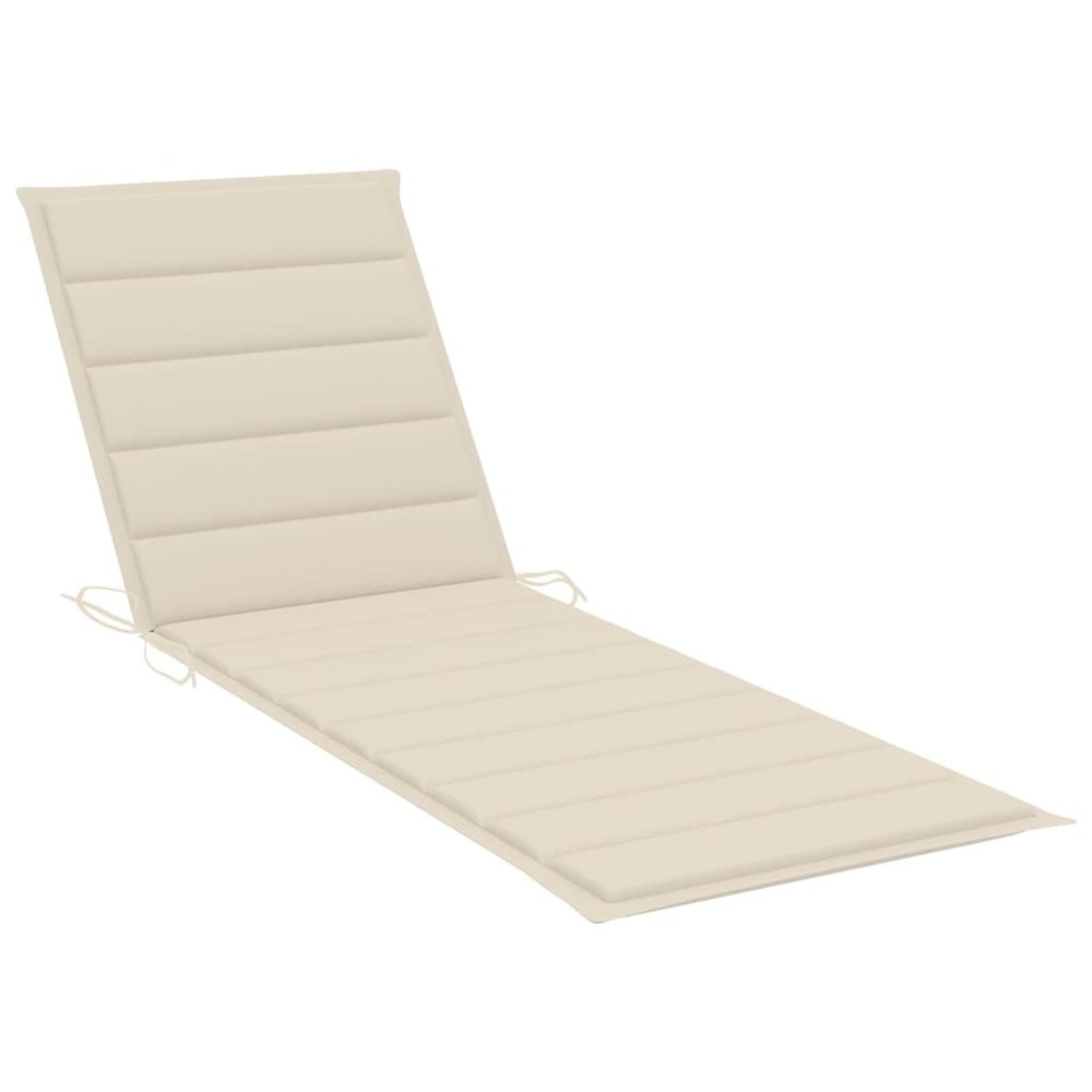 Sunlounger Brown with cream cushion Solid Acacia wood Standard. Picture 10