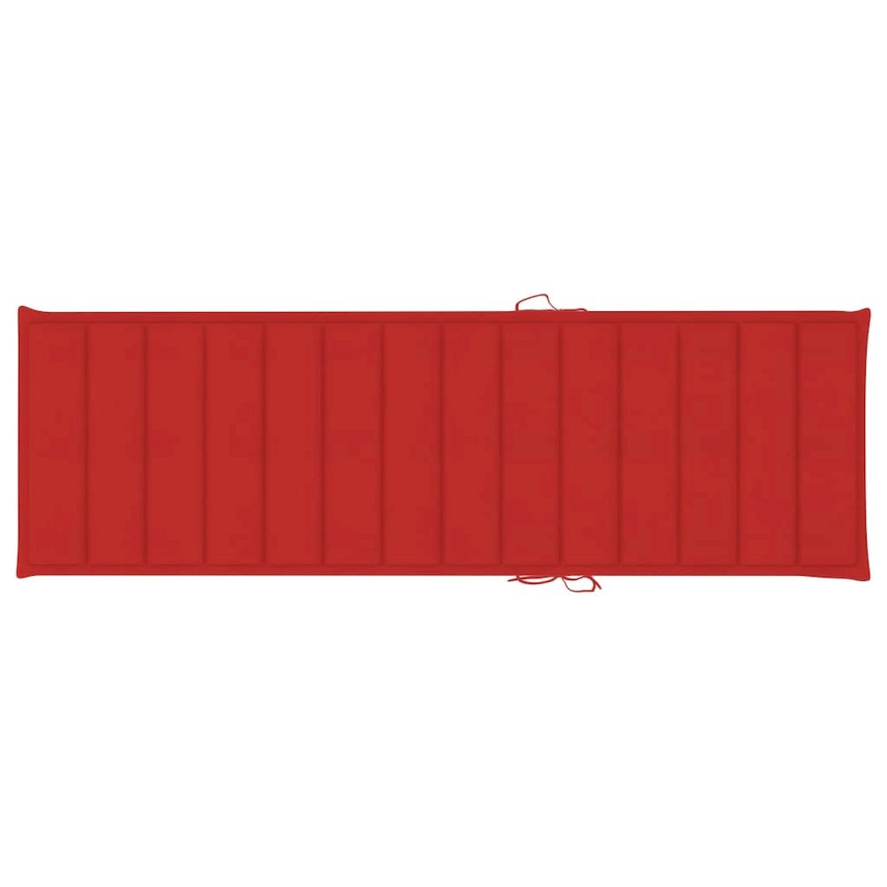Sunlounger Brown (Wood), Red (Cushion) Solid Acacia Wood Large. Picture 9