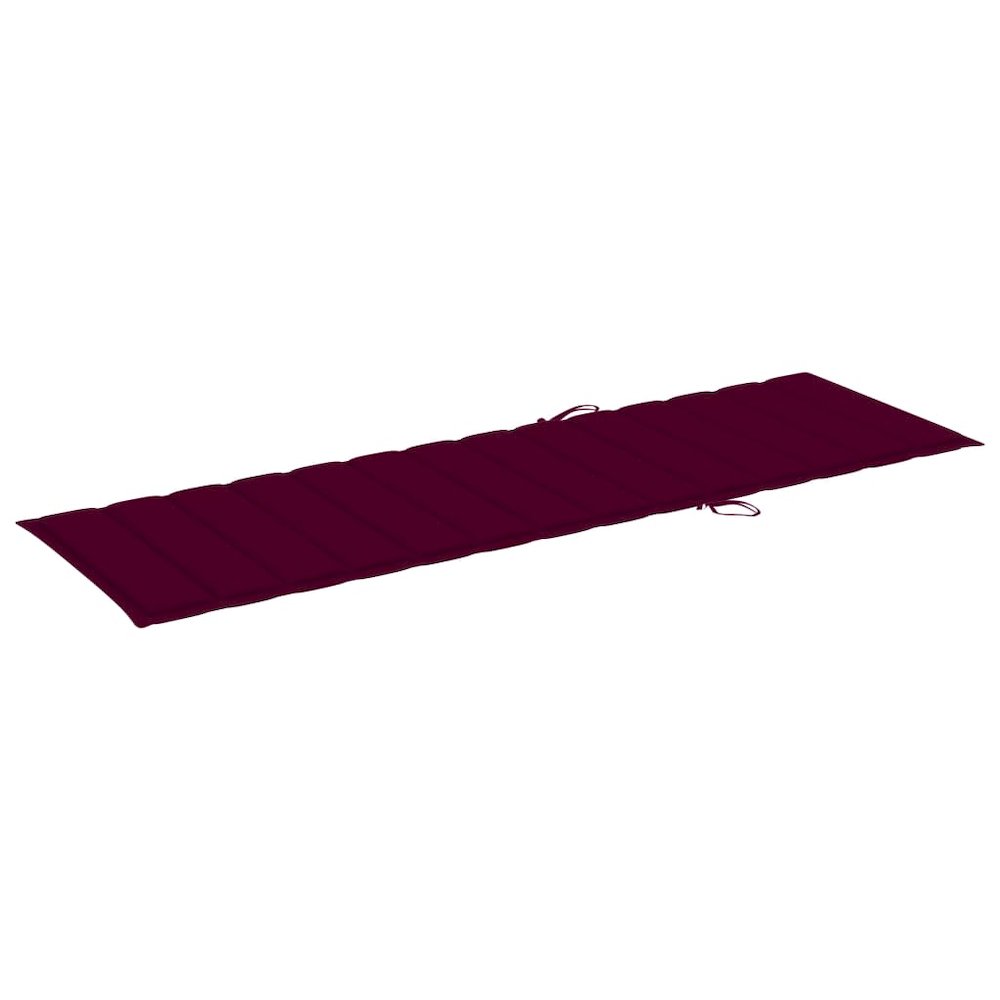 Sunlounger Wine Red Cushion, Natural Wood. Picture 8