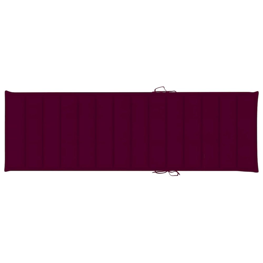 Sunlounger Wine Red Cushion, Natural Wood. Picture 9