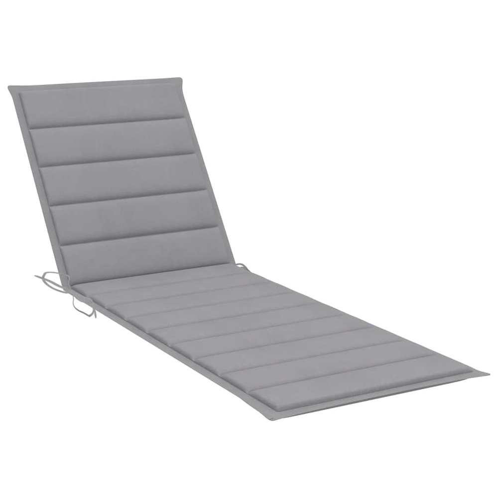 Sunlounger Grey Solid Acacia wood, Polyester 78.7 in long. Picture 5