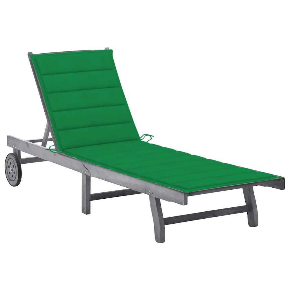 Sunlounger Gray Solid Acacia wood 79 in length x 24.8 in width. Picture 1