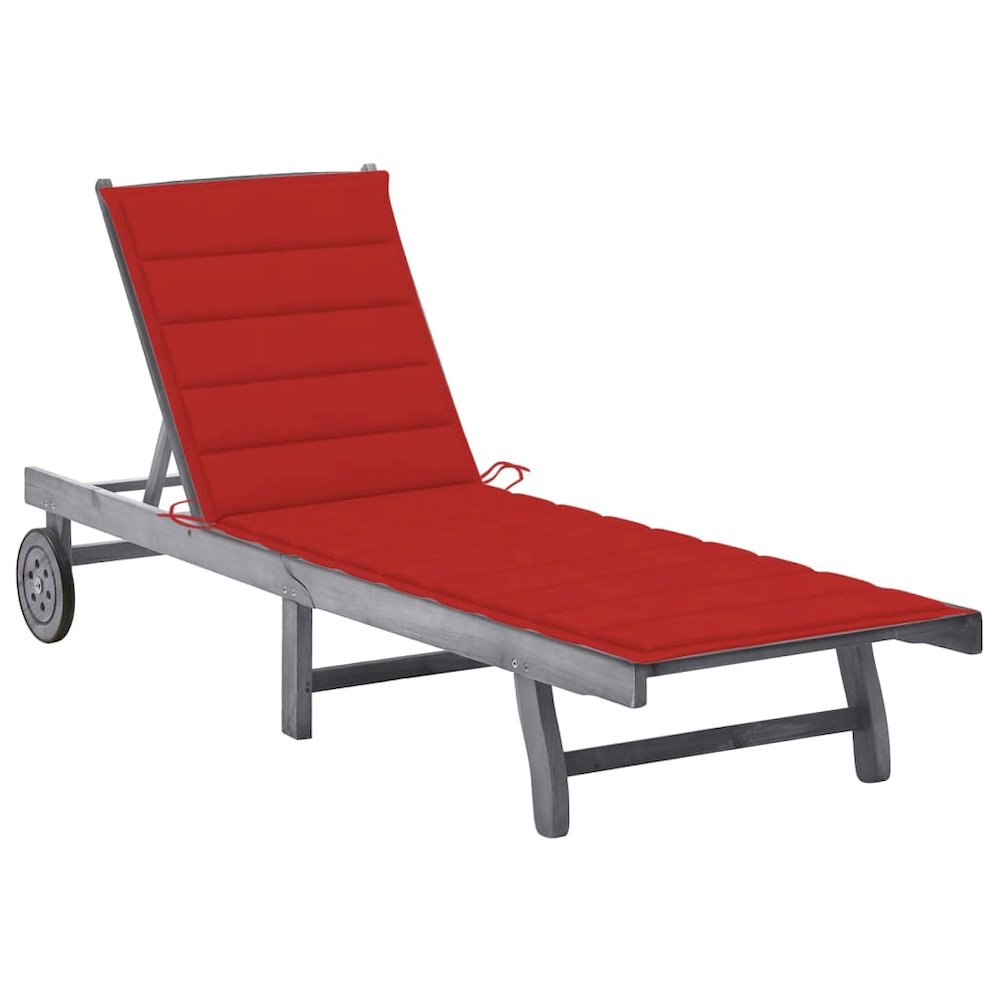 Sunlounger Grey Solid Acacia Wood Standard Adjustable Footrests. Picture 1