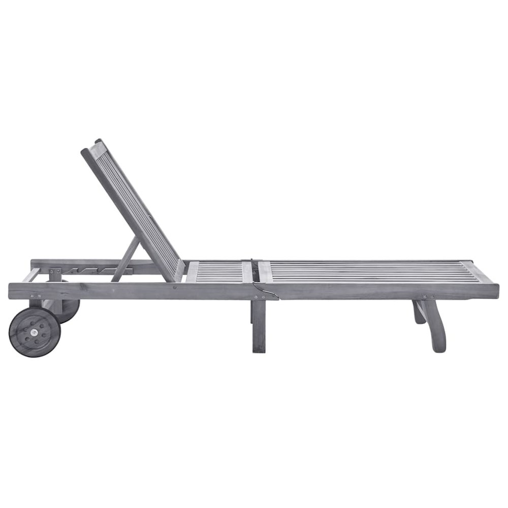 Sunlounger Grey Solid Acacia Wood Standard Adjustable Footrests. Picture 2