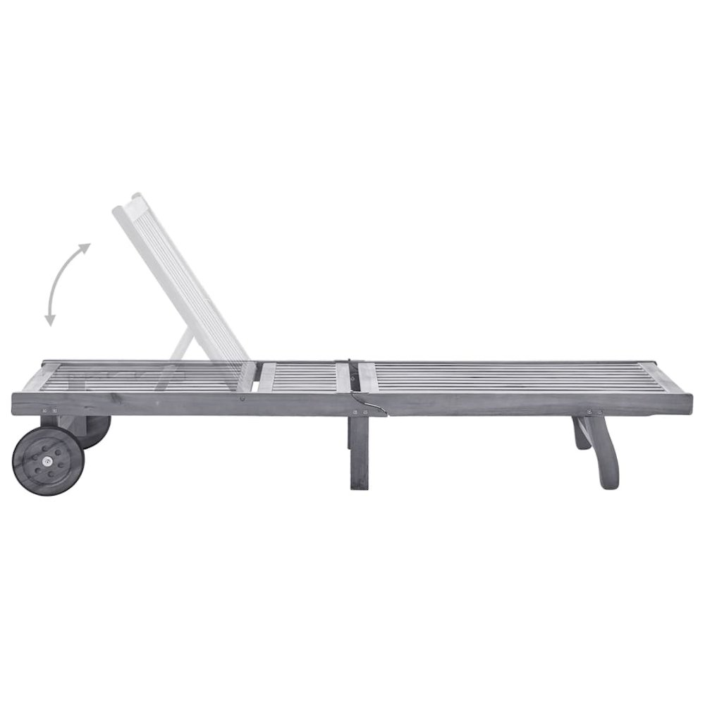 Sunlounger Grey Solid Acacia Wood Standard Adjustable Footrests. Picture 3