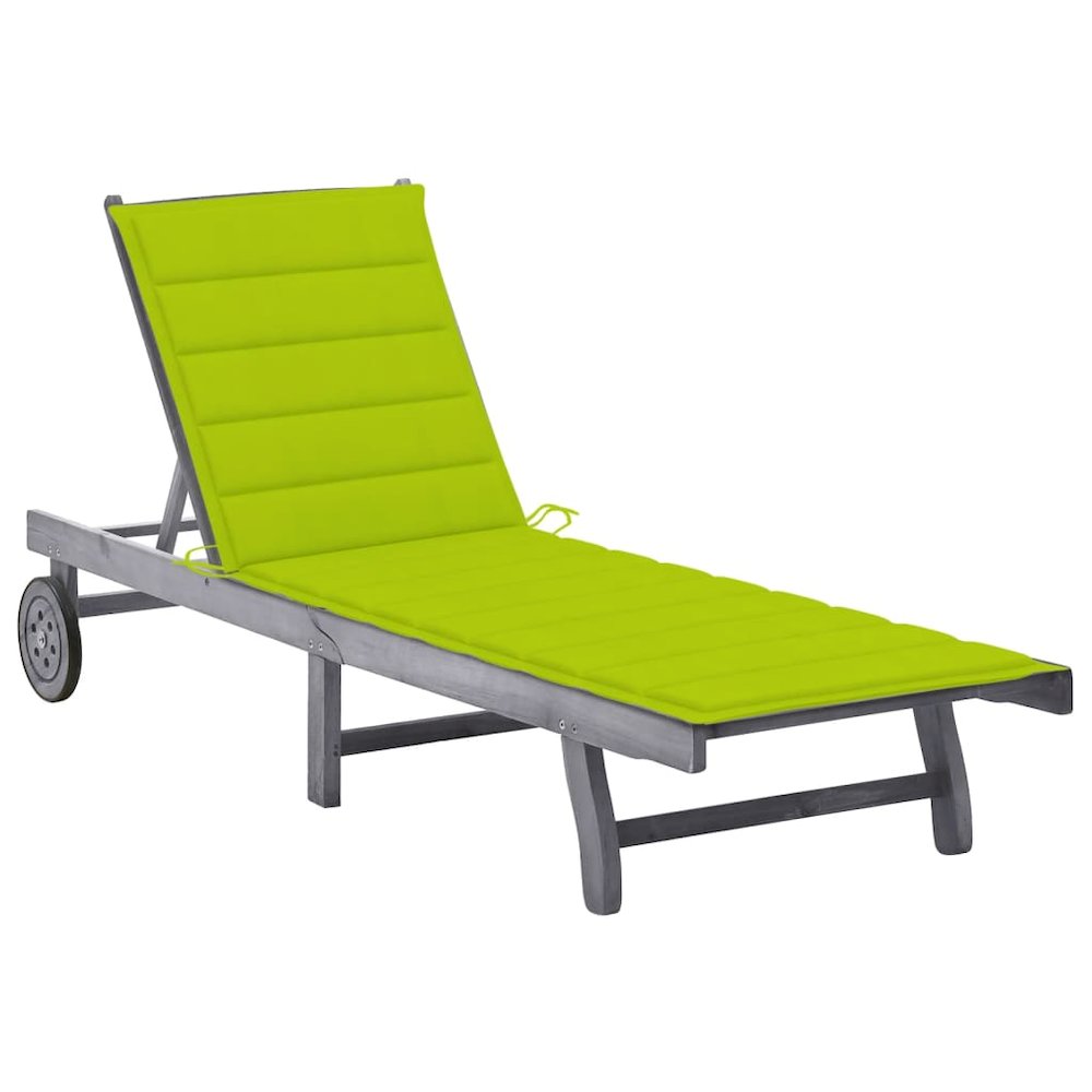 Sunlounger Grey Solid Acacia wood and Fabric (100% polyester) Large. Picture 1