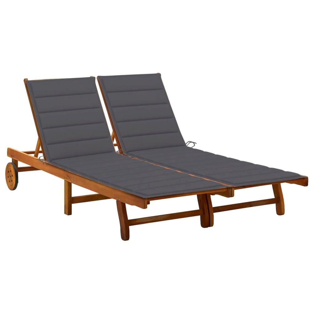 Sun Lounger Anthracite Solid acacia wood, fabric (100% polyester). Picture 1