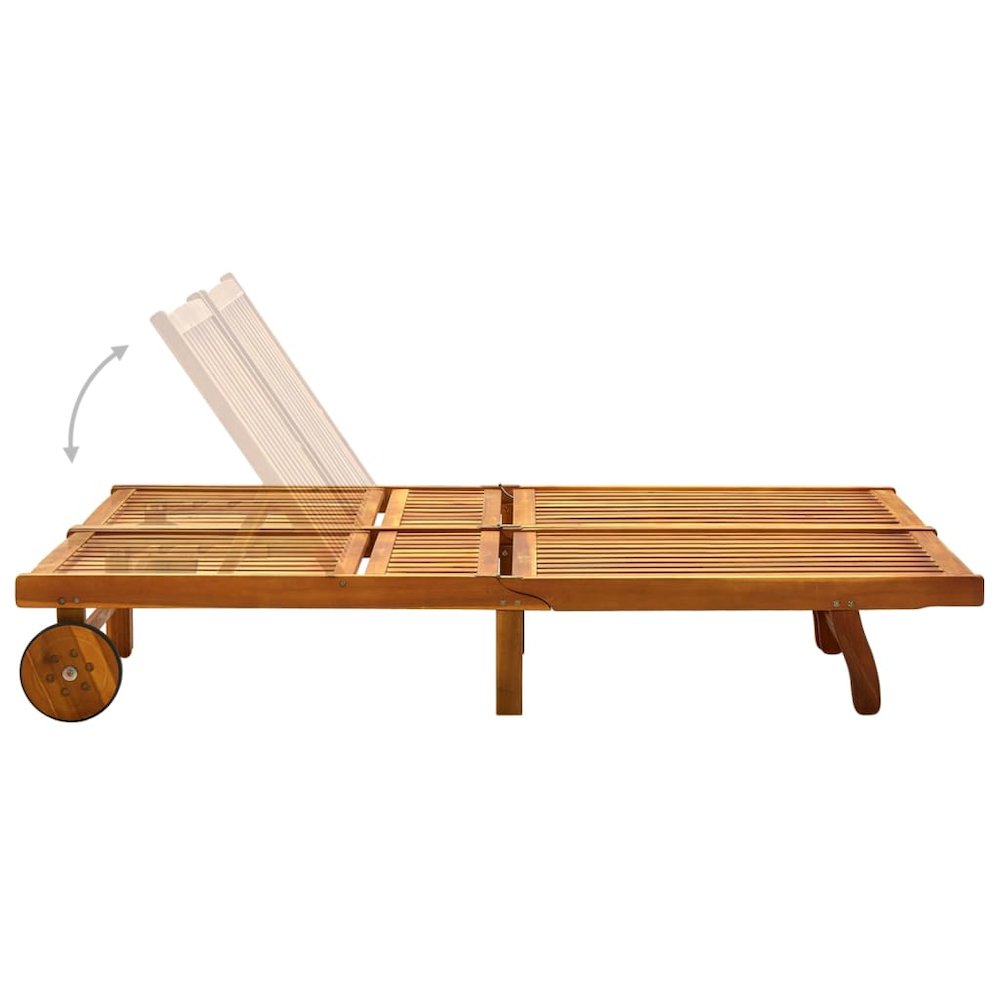 Sunlounger Brown Solid Acacia Wood 79 x 46.5 in. Picture 3