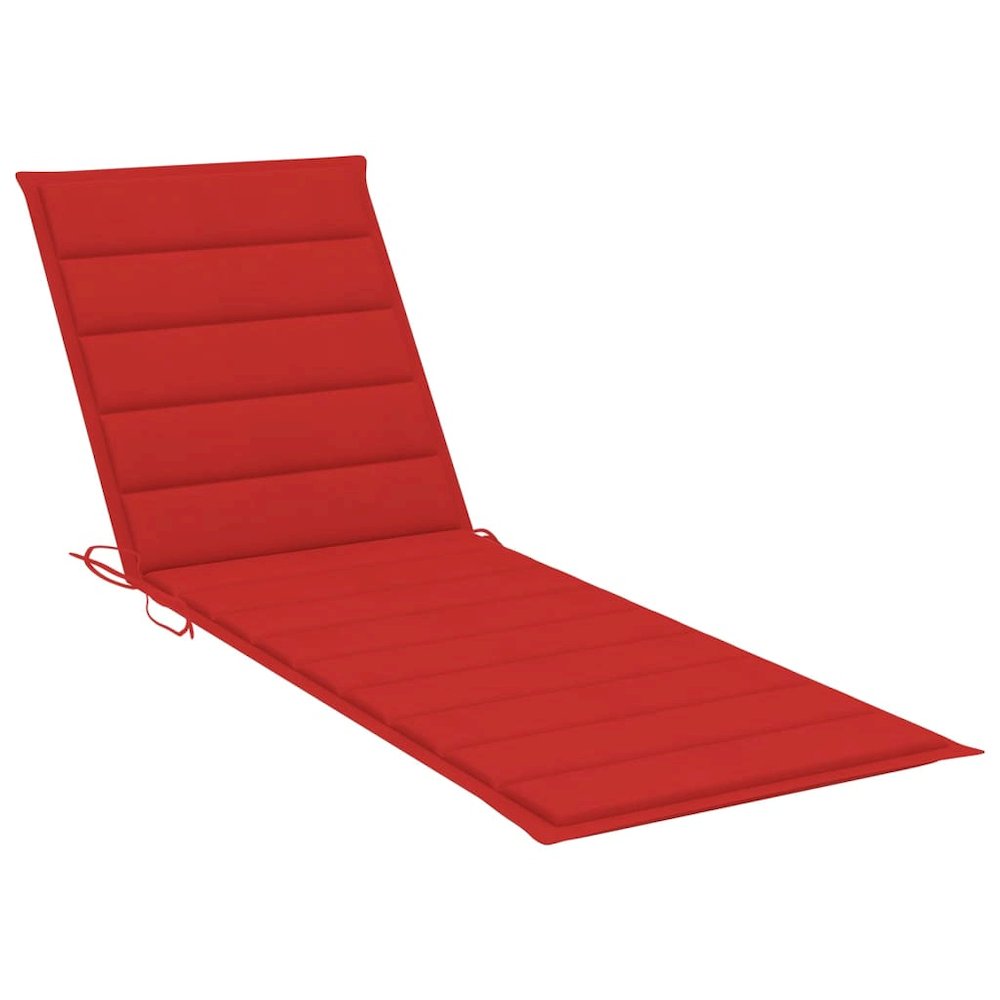 Sunlounger Wooden brown, Red Cushion. Picture 5