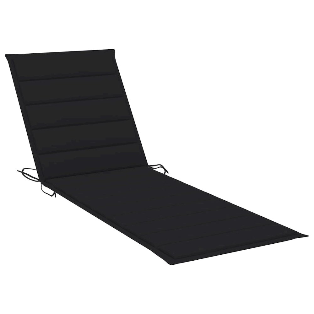 Sun Lounger Black Cushion, Natural Wood. Picture 5