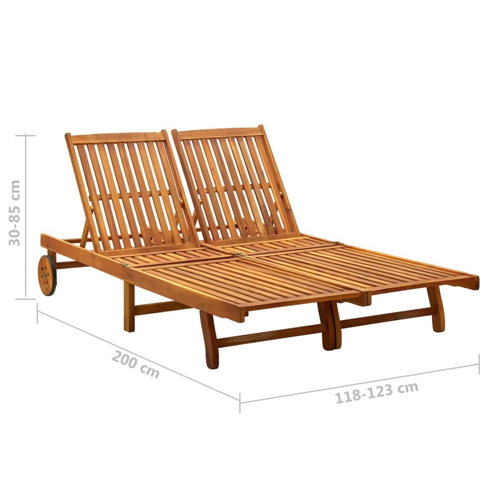Sun Lounger Black Cushion, Natural Wood. Picture 6