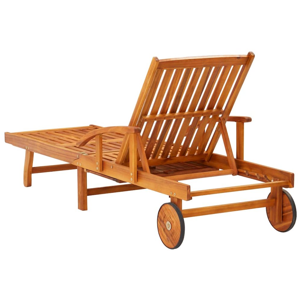 Sunlounger With Table Anthracite Solid Acacia wood Large. Picture 4