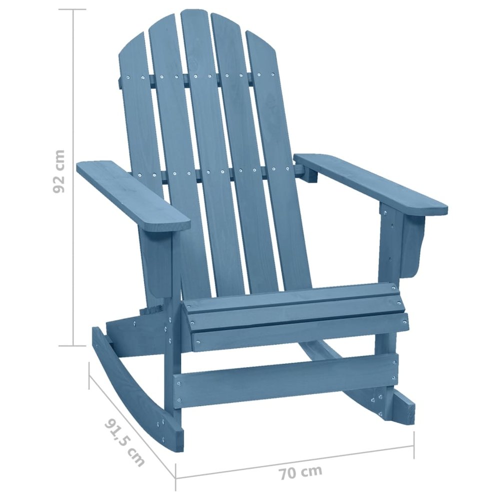 Garden Rocking Chair Blue Solid fir wood Regular. Picture 6