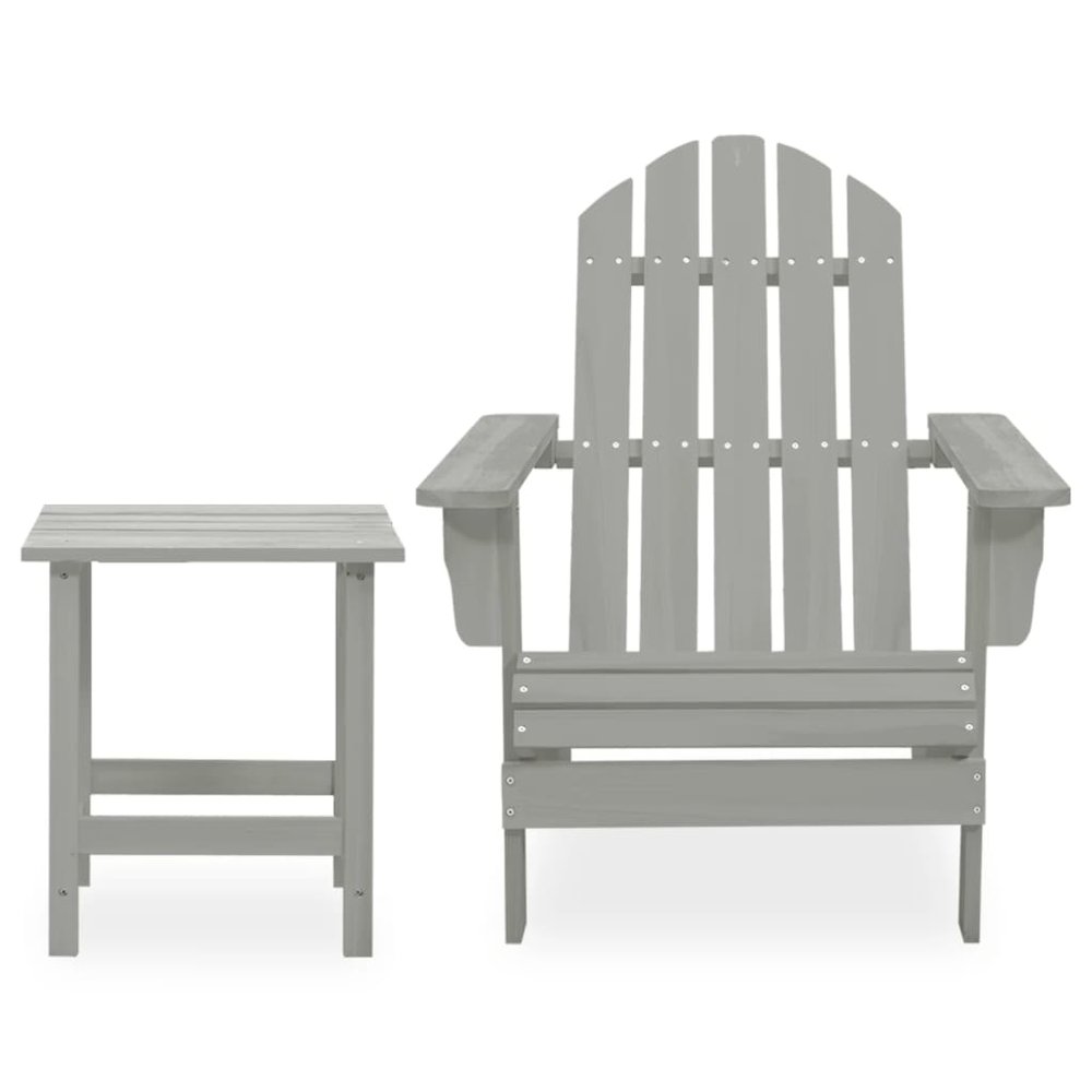 Garden Chair Grey Solid fir wood Large Ergonomic Garden Chair. Picture 2