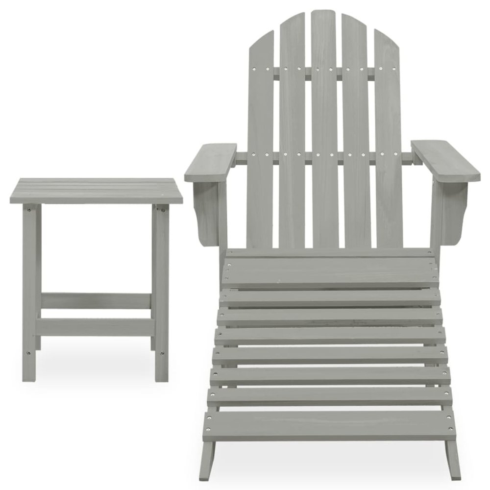 Garden Chair Grey Solid Fir Wood Large Detachable Garden Chair. Picture 2