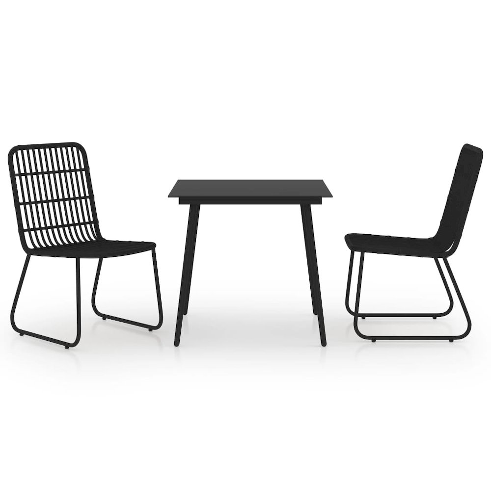 Dining Set Black Poly rattan, powder-coated steel, glass 31.5 in. Picture 2