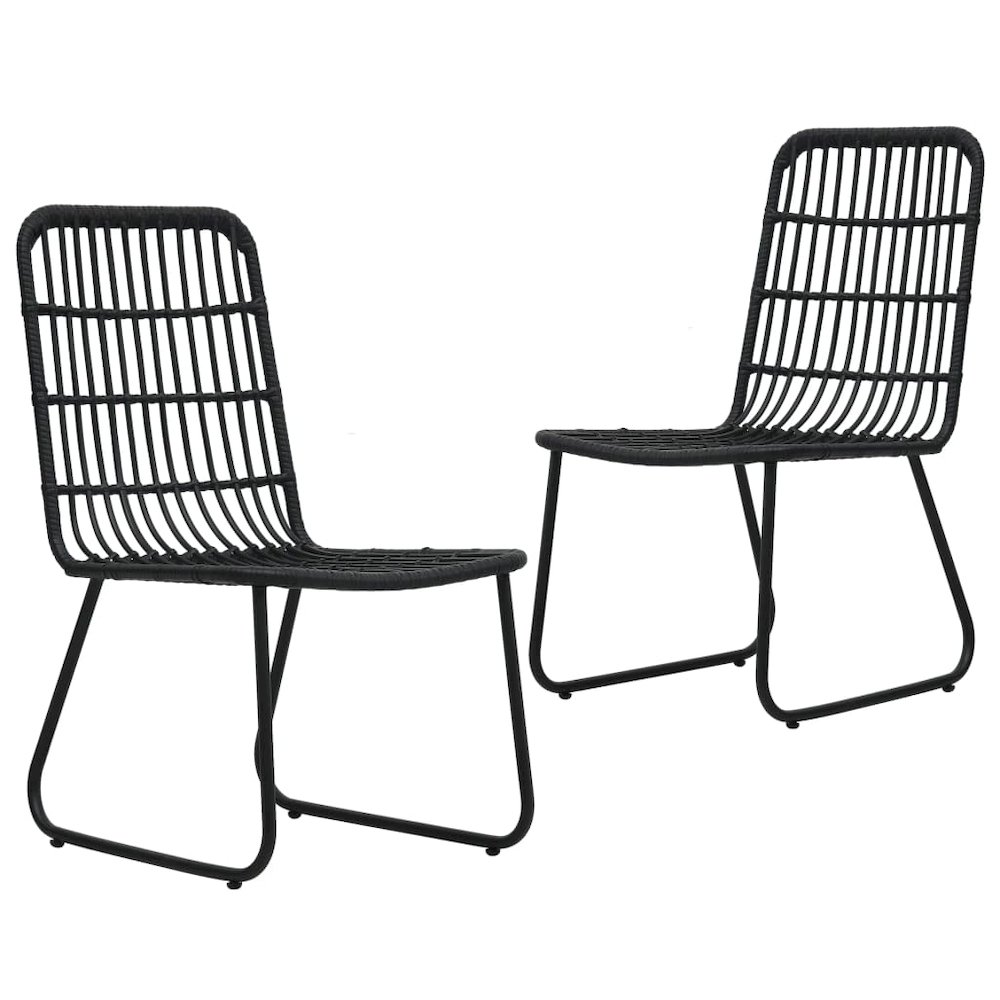 Dining Set Black Poly rattan, powder-coated steel, glass 31.5 in. Picture 3