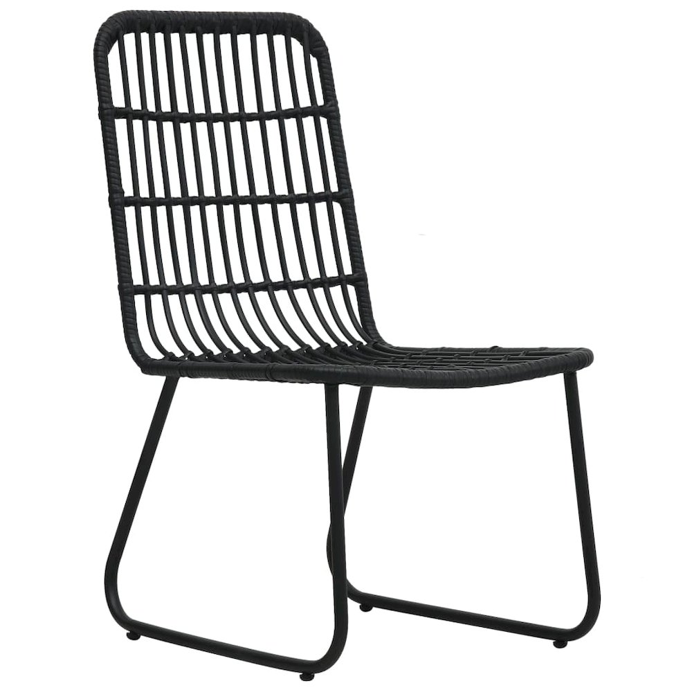 Dining Set Black Poly rattan, powder-coated steel, glass 31.5 in. Picture 5