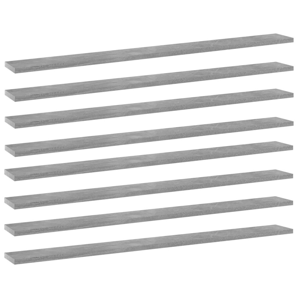 vidaXL Bookshelf Boards 8 pcs Concrete Gray 39.4"x3.9"x0.6" Chipboard, 805371. Picture 1