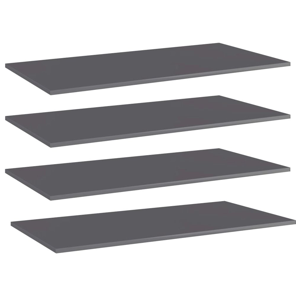 Shelf Set of 4 High gloss gray Engineered wood 39.4x19.7x0.6 in. Picture 1