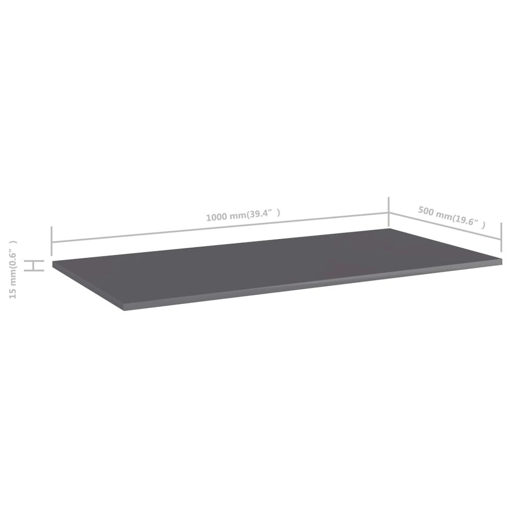 Shelf Set of 4 High gloss gray Engineered wood 39.4x19.7x0.6 in. Picture 5