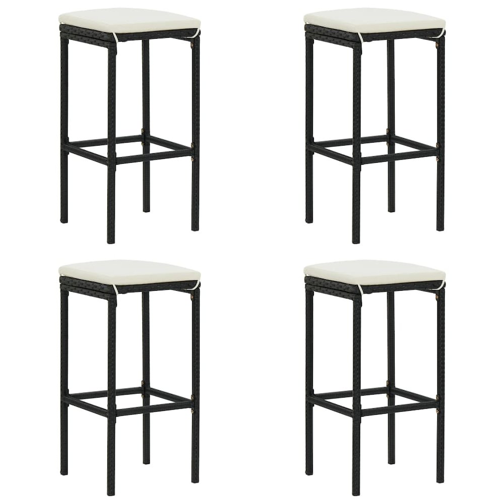 Garden Bar Set Black PE rattan, powder-coated steel, polyester. Picture 3