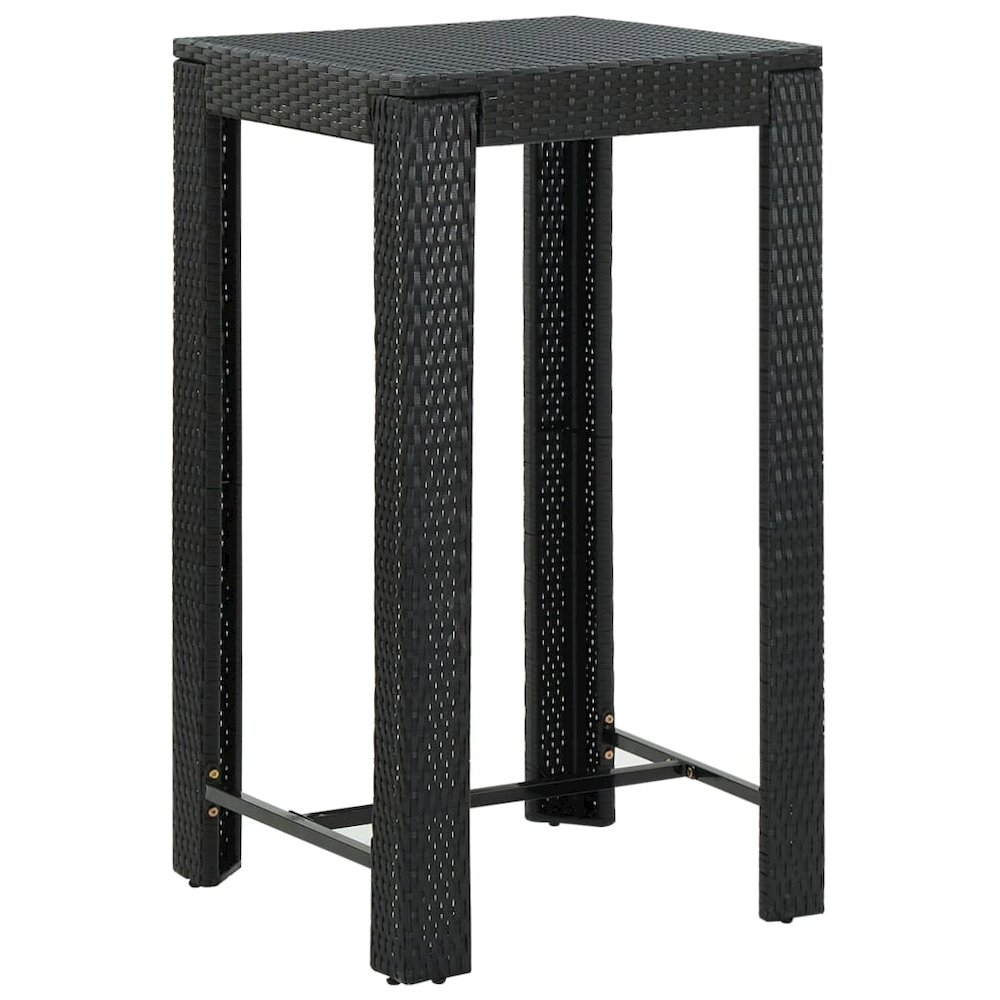 Garden Bar Set Black PE rattan, powder-coated steel, polyester. Picture 8