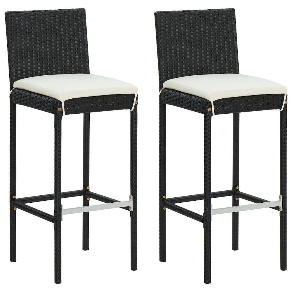 Garden Bar Set Black PE rattan, powder-coated steel, polyester. Picture 3