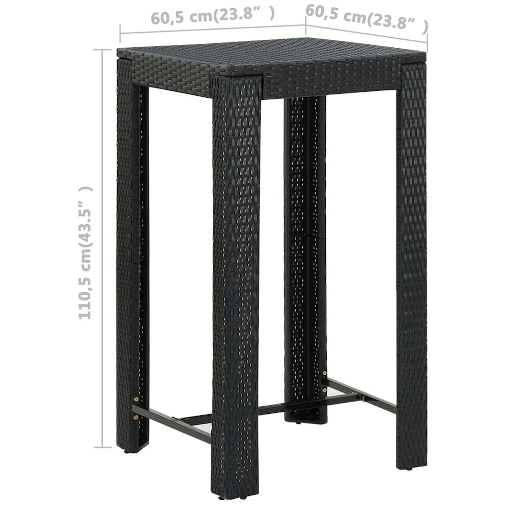 Garden Bar Set Black PE rattan, powder-coated steel, polyester. Picture 12