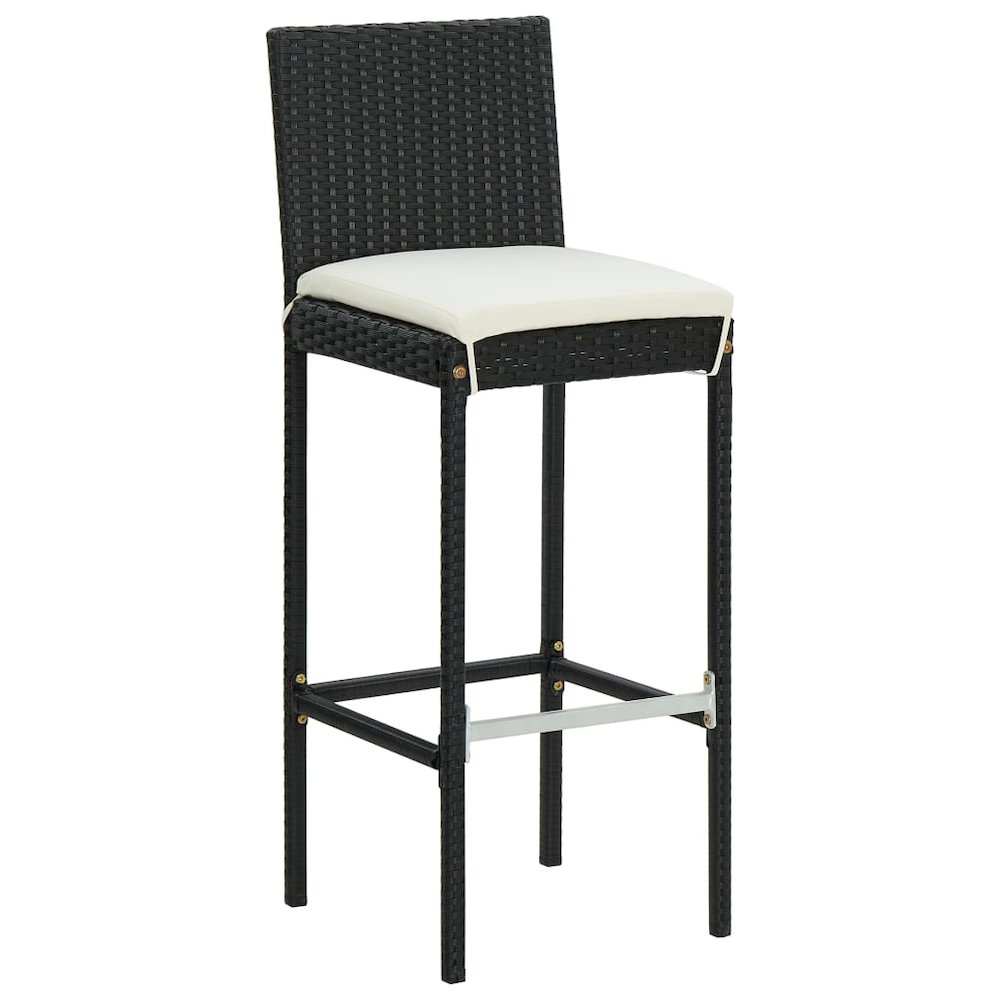 Garden Bar Set Black PE rattan, powder-coated steel, polyester. Picture 4