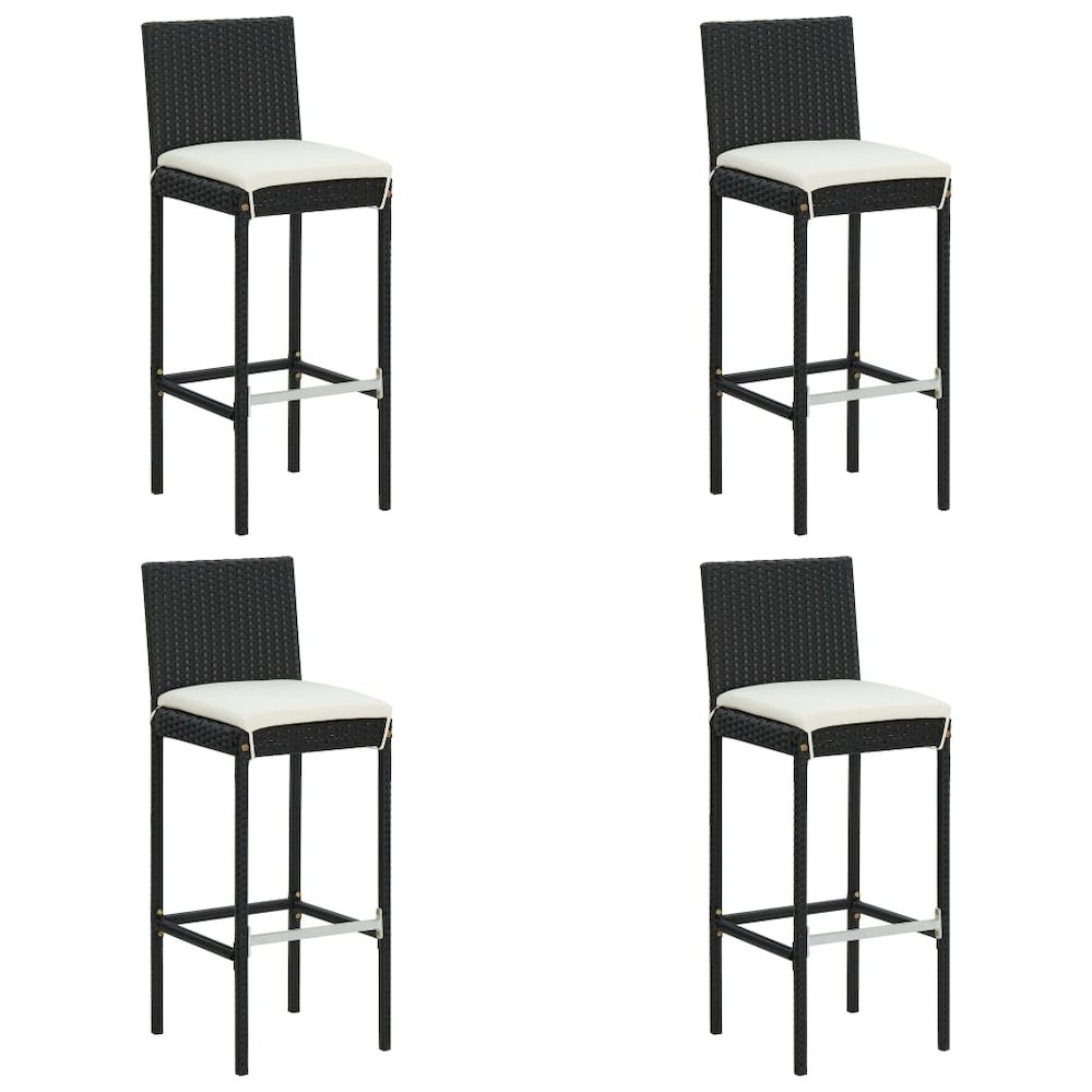 Garden Bar Set Black PE rattan, powder-coated steel, polyester. Picture 3