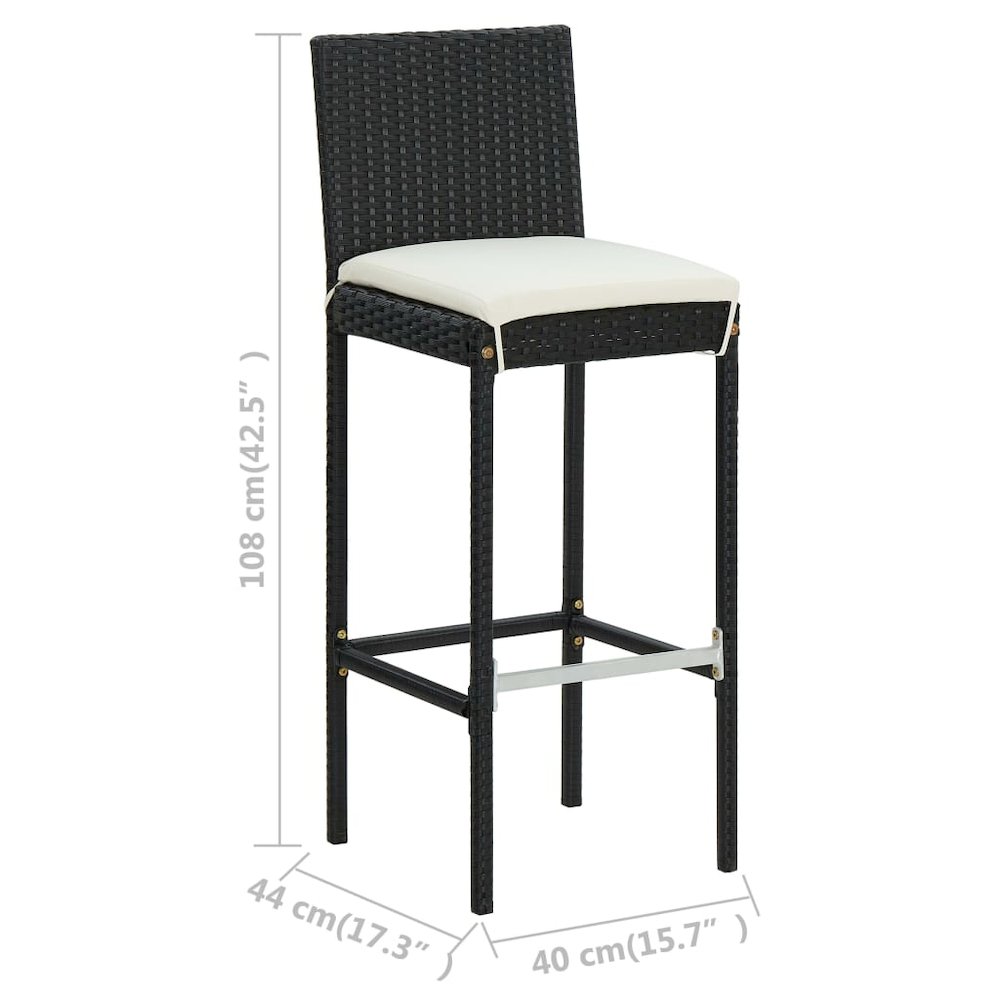 Garden Bar Set Black PE rattan, powder-coated steel, polyester. Picture 12