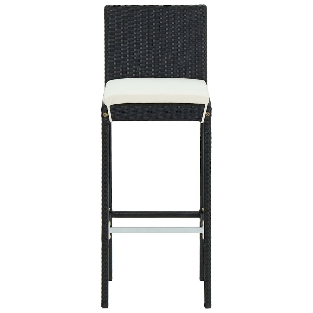 Garden Bar Set Black PE rattan, powder-coated steel, polyester. Picture 5
