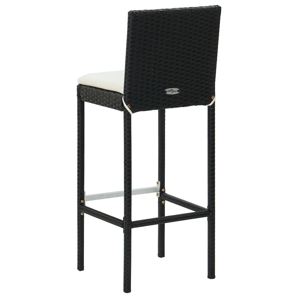 Garden Bar Set Black PE rattan, powder-coated steel, polyester. Picture 6