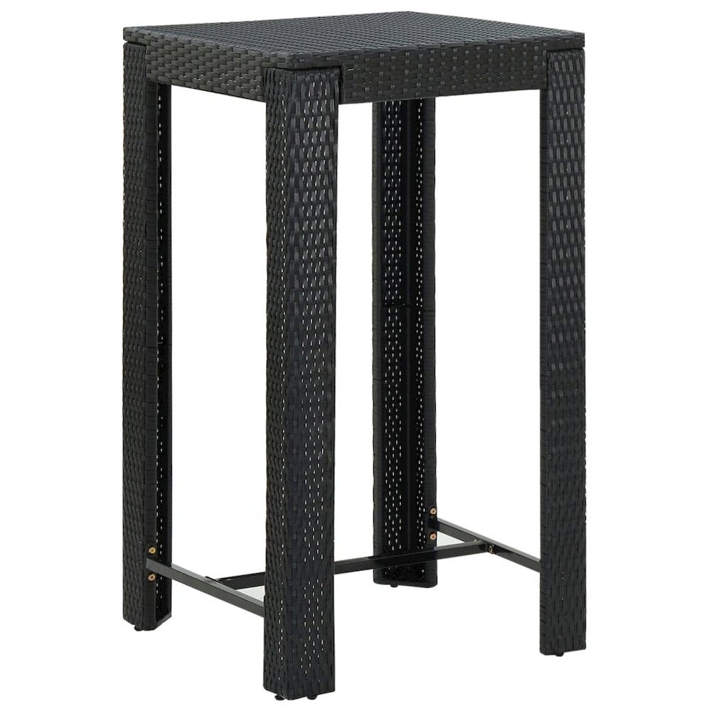 Garden Bar Set Black PE rattan, powder-coated steel, polyester. Picture 7