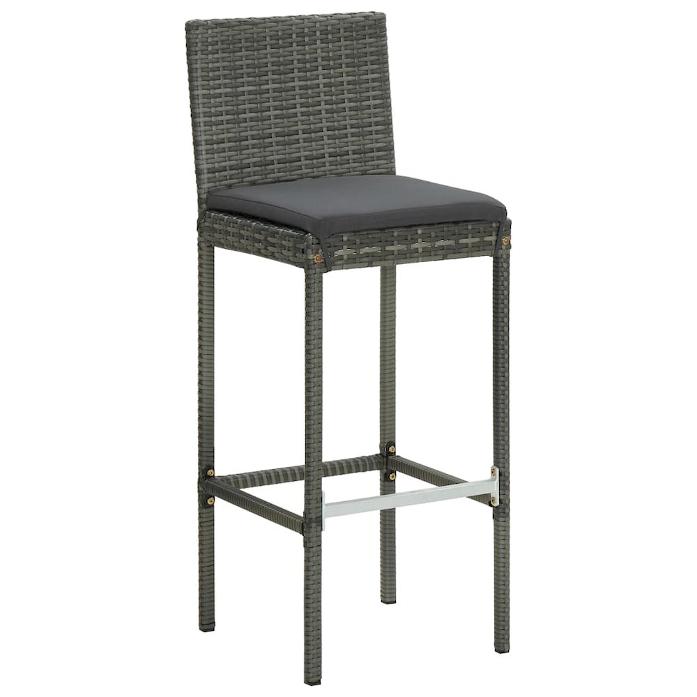 Garden Bar Set Gray PE rattan Medium Footrest Garden Bar Set. Picture 3