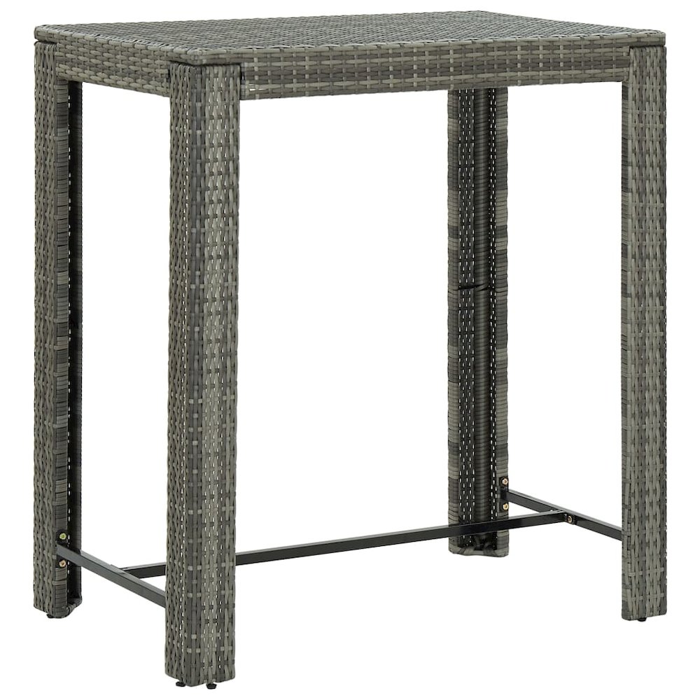 Garden Bar Set Gray PE rattan Medium Footrest Garden Bar Set. Picture 7