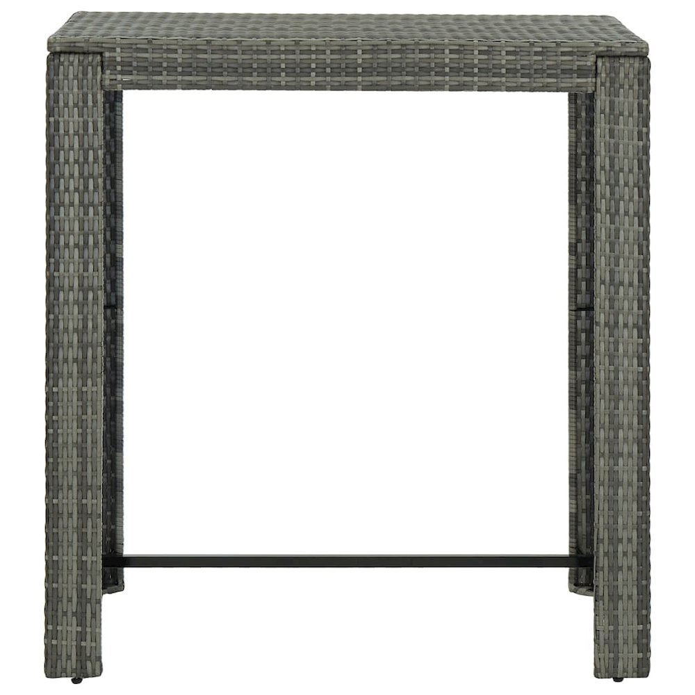 Garden Bar Set Gray PE rattan Medium Footrest Garden Bar Set. Picture 8