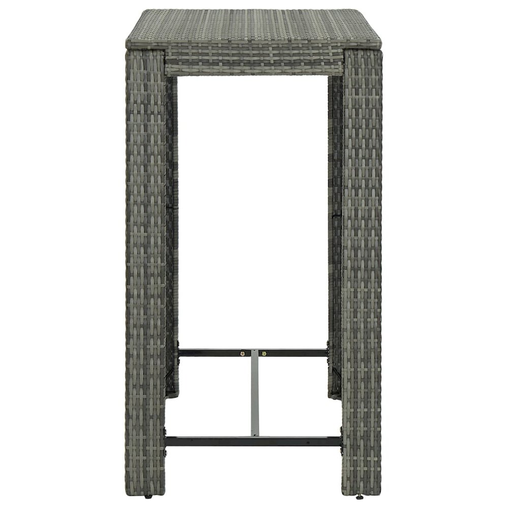 Garden Bar Set Gray PE rattan Medium Footrest Garden Bar Set. Picture 9